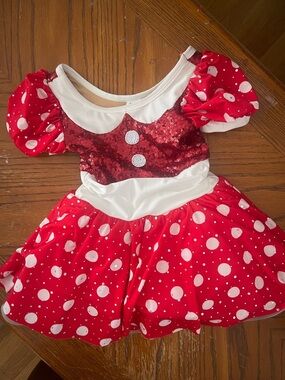 Disney Red and White Polka Dot Sequin Bodice Girls Costume Dress